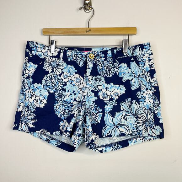 Lilly Pulitzer Callahan Stretch Shorts Bouquet All Day Low Tide Navy womens 12 - Picture 3 of 14